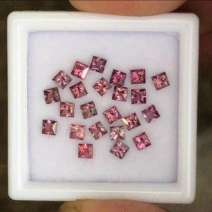 2.3-2.4mm Red/Pink *Unheated* Sapphire Princess Cut Gem Lot