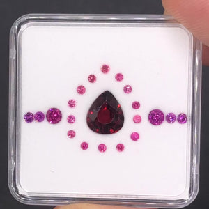 
            
                Load and play video in Gallery viewer, Rhodolite, Pink Spinel &amp;amp; Umbalite Garnet Ring Layout
            
        